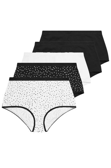 Yours 5 Pack Curve Black & White Star Print High Waisted Shorts