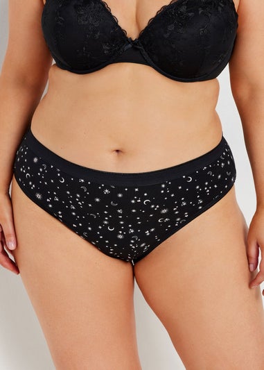 Yours 5 Pack Curve Black & Pink Star Print High Leg Knickers