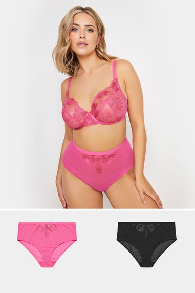 Yours 2 Pack Curve Pink & Black Briefs
