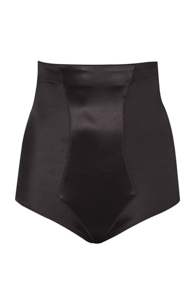 Yours Curve Black Satin Control High Waisted Full Brief