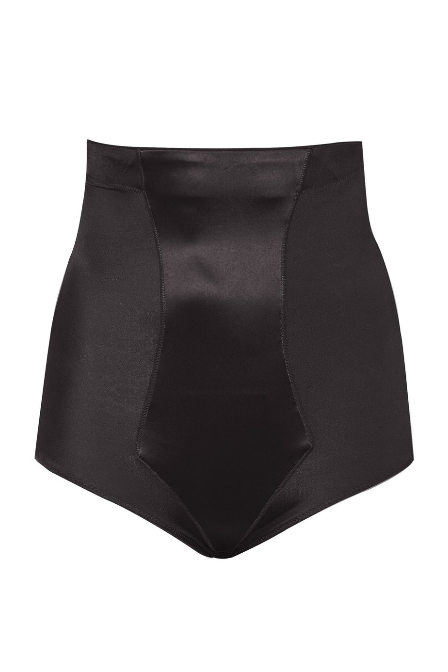 Yours Curve Black Satin Control High Waisted Full Brief