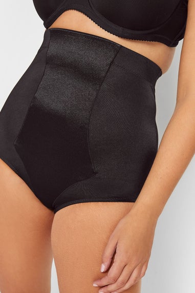 Yours Curve Black Satin Control High Waisted Full Brief