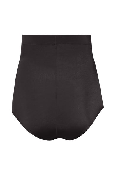 Yours Curve Black Satin Control High Waisted Full Brief