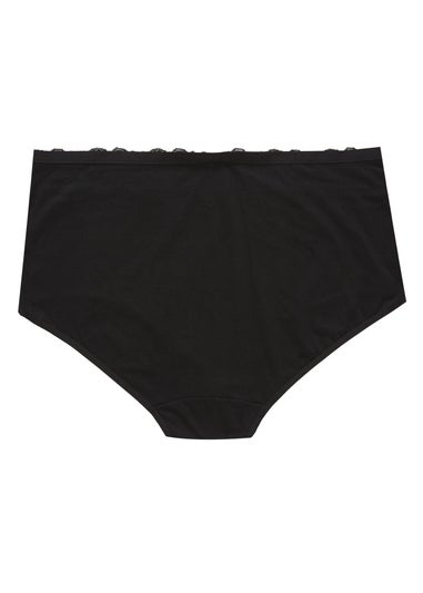 Yours 4 Pack Curve Black Lace Trim High Waisted Full Briefs
