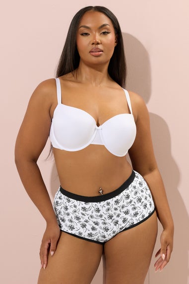 Yours 5 Pack Curve Black & White Floral Print Full Briefs