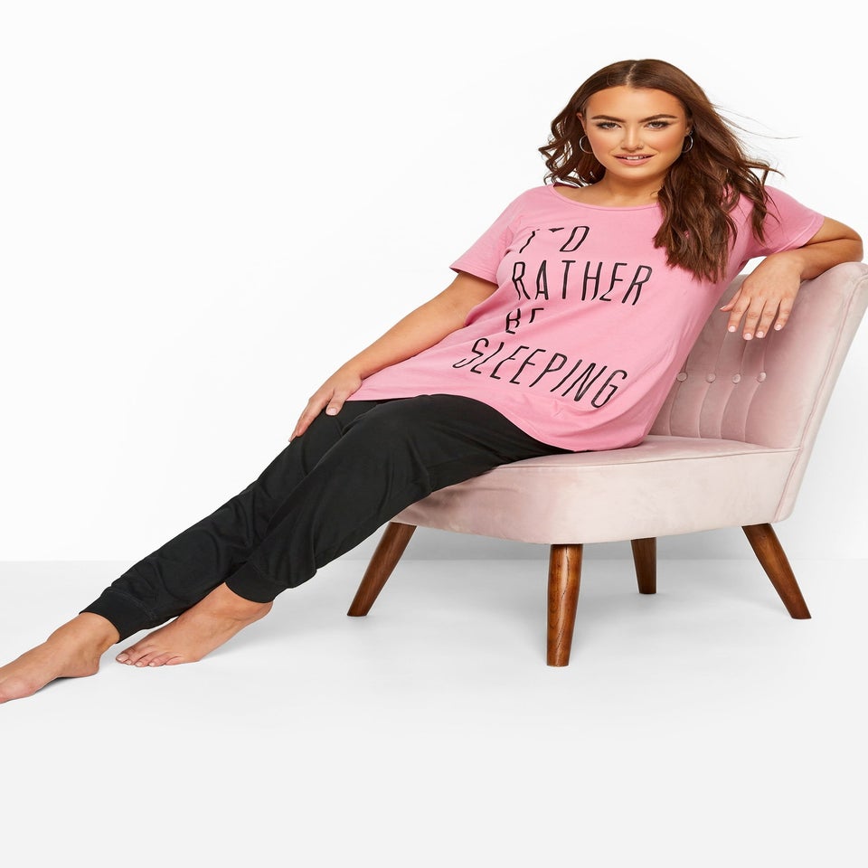 Yours Curve Black Cuffed Pyjama Bottoms