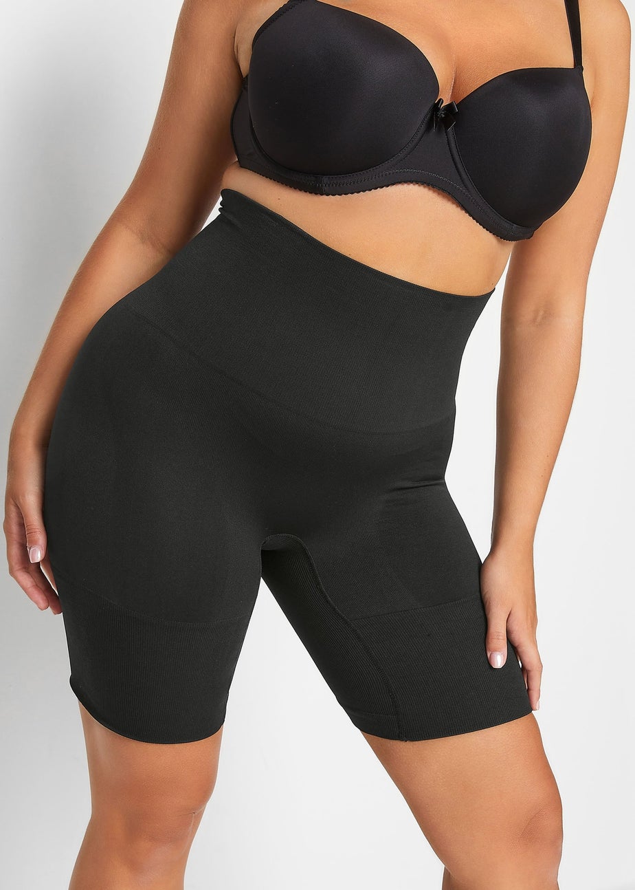 Yours Curve Black Seamless Control High Waisted Shorts