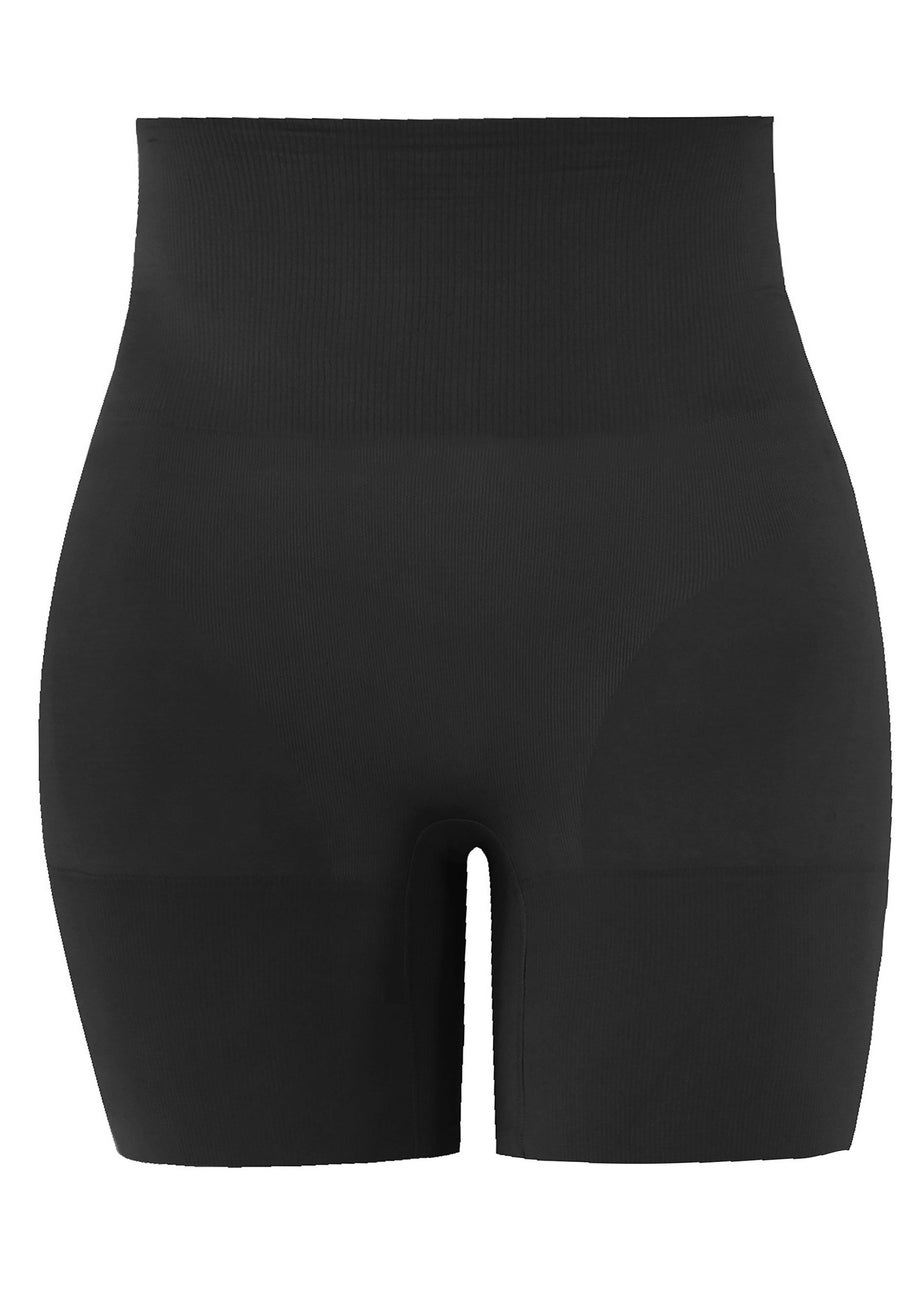 Yours Curve Black Seamless Control High Waisted Shorts