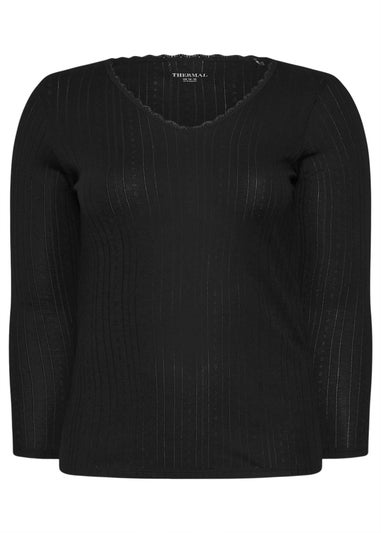 Yours Curve Black Pointelle Thermal Top