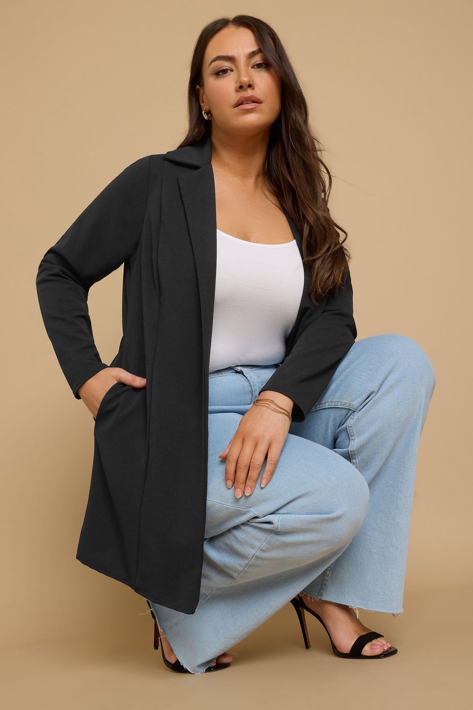 Yours Curve Black Longline Blazer