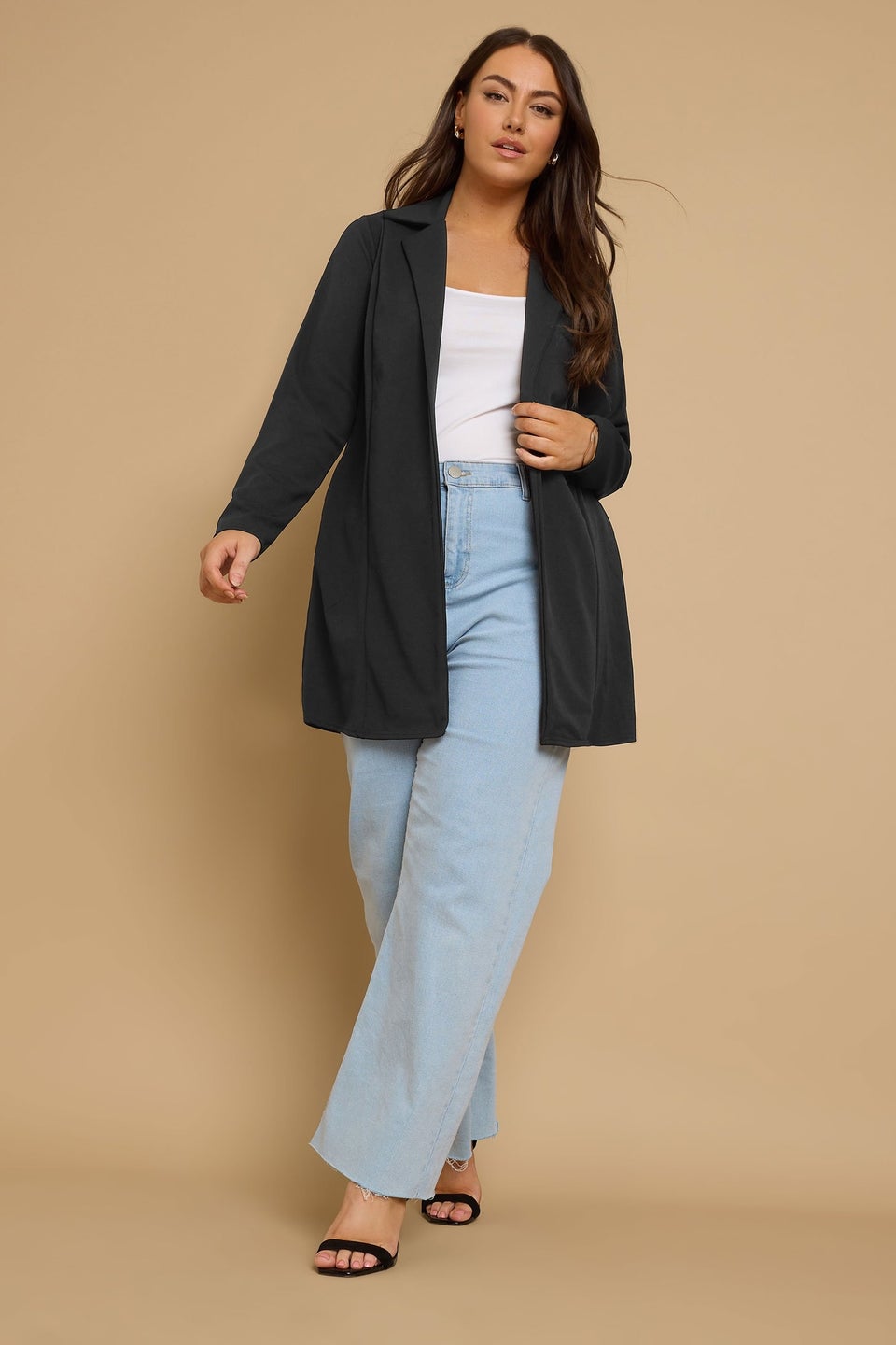 Yours Curve Black Longline Blazer