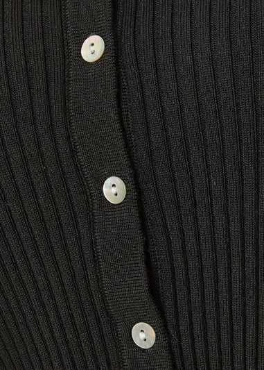 Quiz Black Ribbed Knit Cardigan