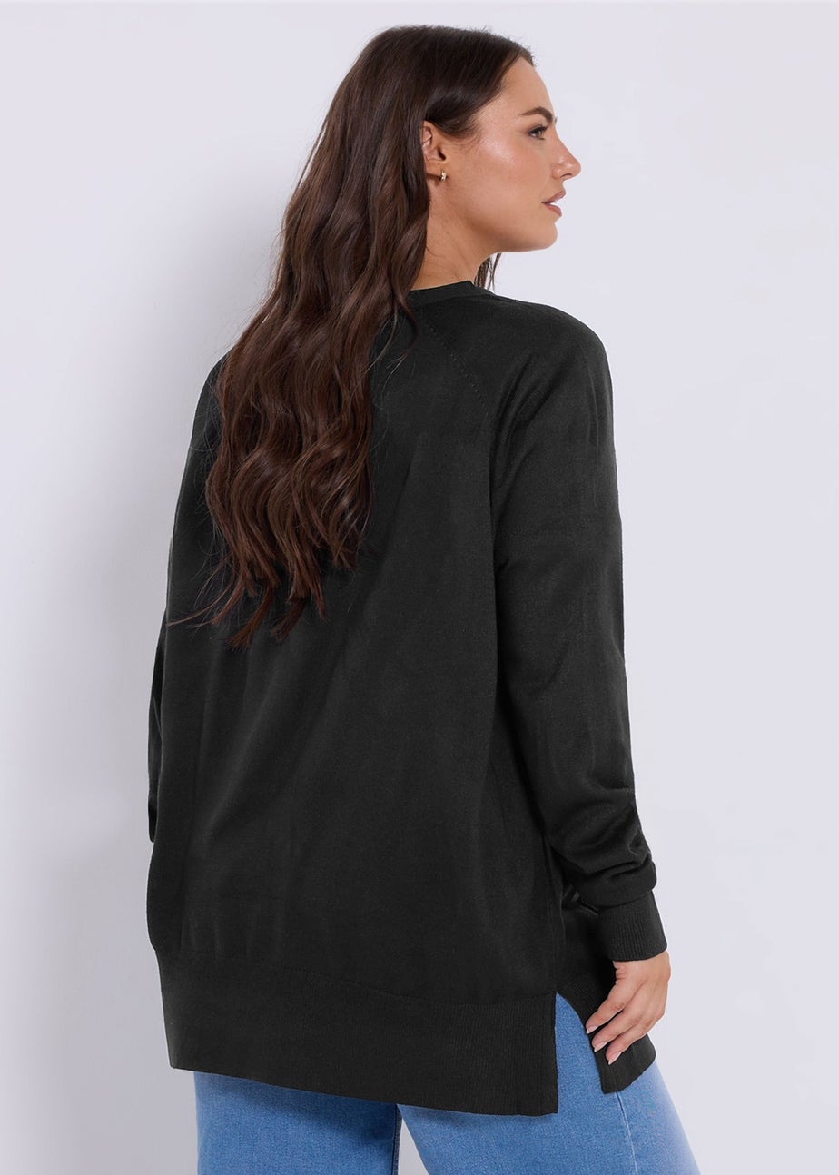 Yours Curve Black Boyfriend Button Through Cardigan