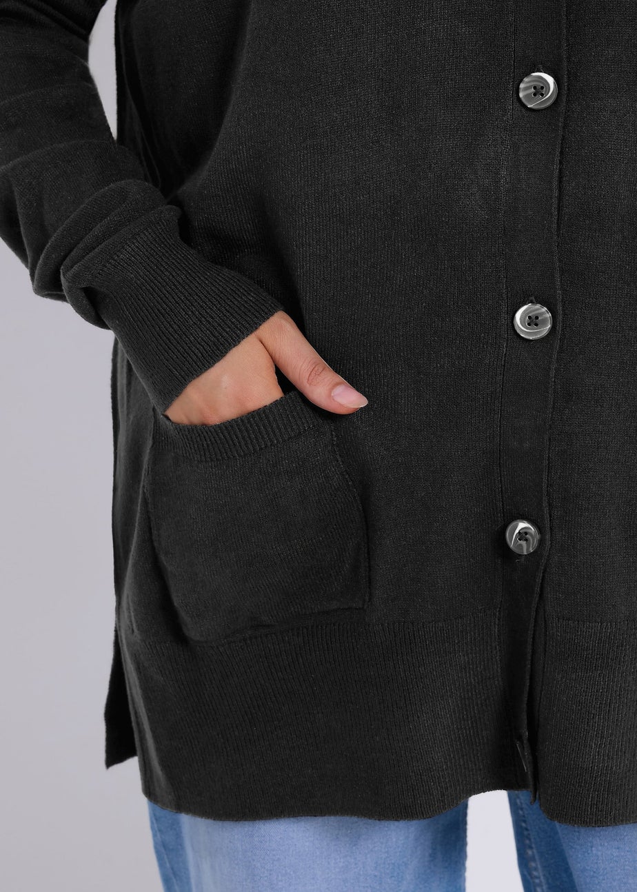 Yours Curve Black Boyfriend Button Through Cardigan