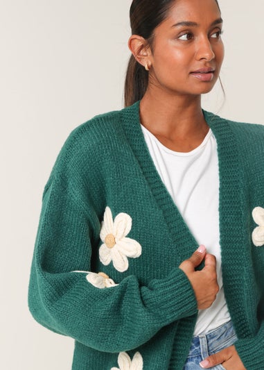 Blue Vanilla Green Daisy Large Flower Cardigan