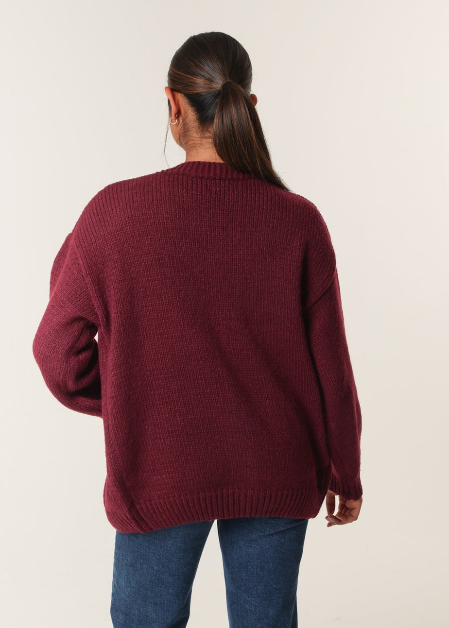 Blue Vanilla Burgundy Daisy Large Flower Cardigan