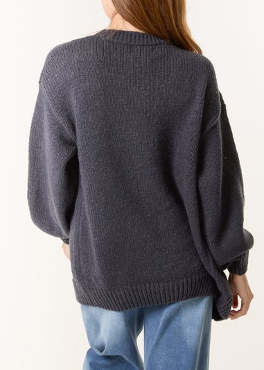 Blue Vanilla Navy Daisy Large Flower Cardigan