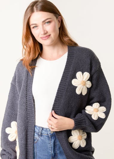 Blue Vanilla Navy Daisy Large Flower Cardigan