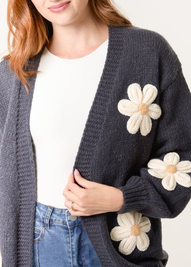 Blue Vanilla Navy Daisy Large Flower Cardigan