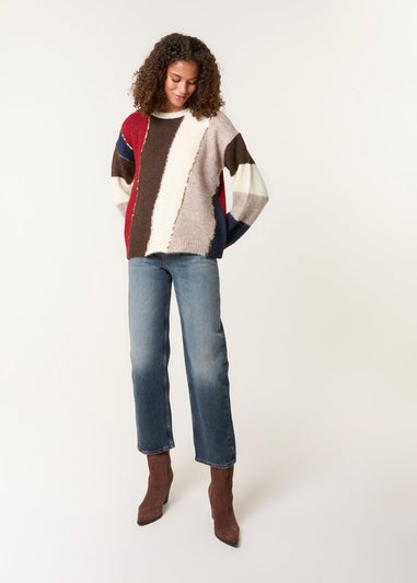 Blue Vanilla Brown Stripe Sequin Detail Jumper