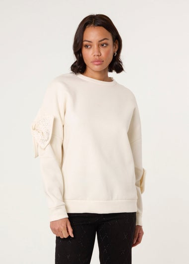 Blue Vanilla Ivory Bow Sleeve Sweatshirt
