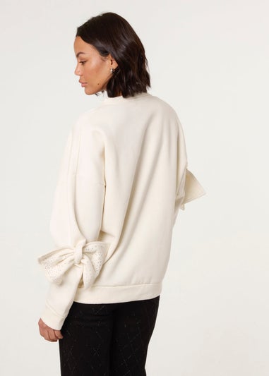 Blue Vanilla Ivory Bow Sleeve Sweatshirt