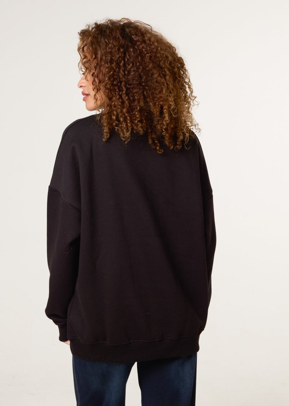 Blue Vanilla Black Rhinestone Lips Sweatshirt