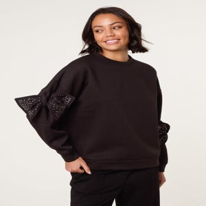 Blue Vanilla Black Bow Sleeve Sweatshirt