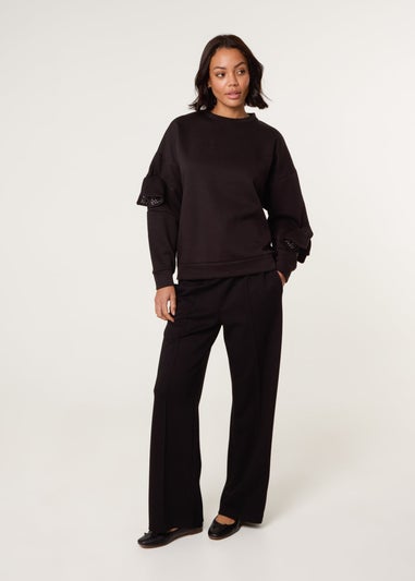 Blue Vanilla Black Bow Sleeve Sweatshirt