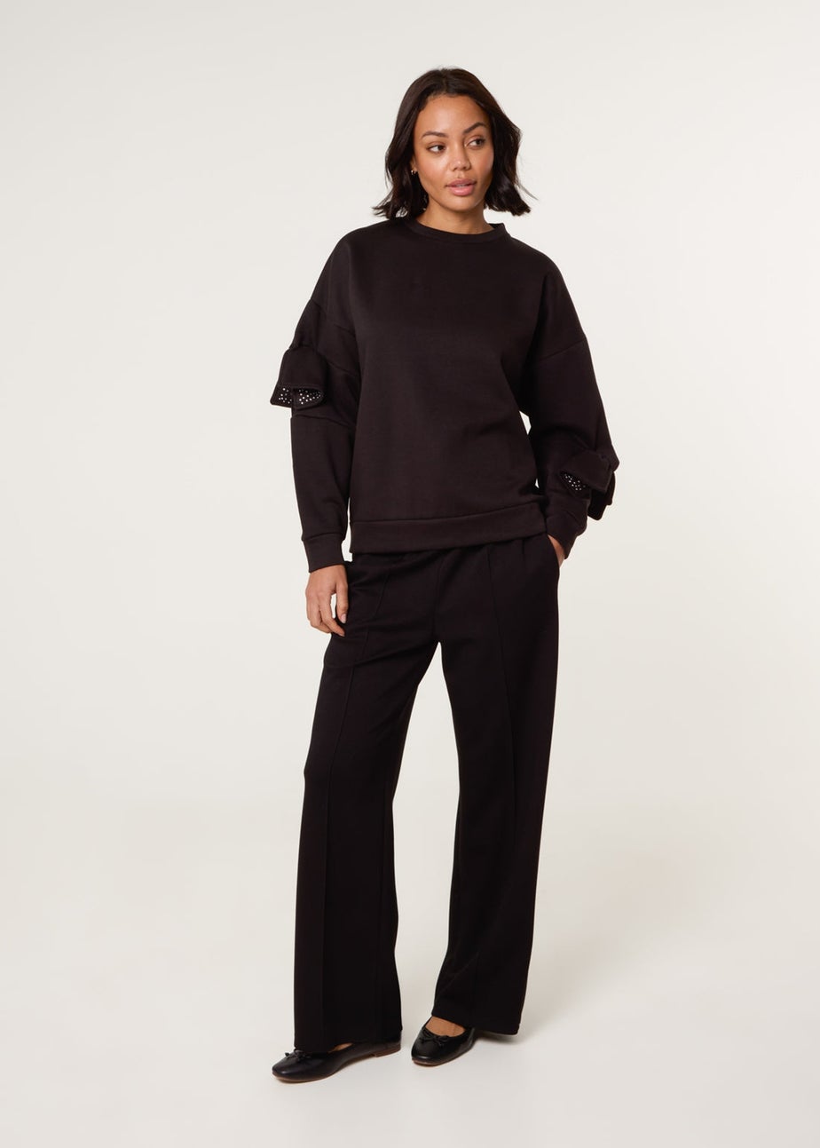 Blue Vanilla Black Bow Sleeve Sweatshirt