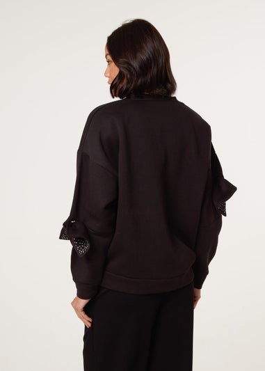 Blue Vanilla Black Bow Sleeve Sweatshirt