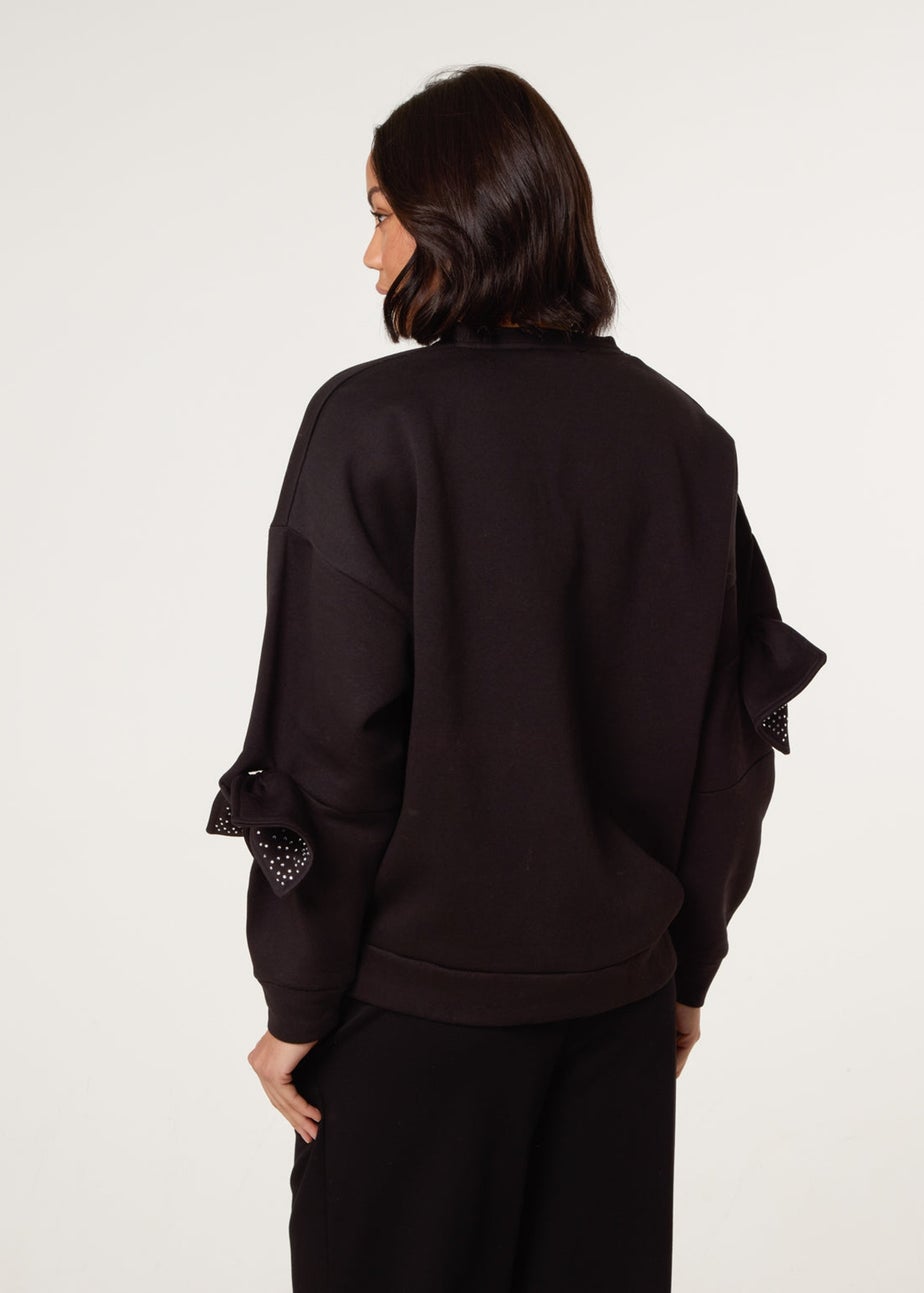 Blue Vanilla Black Bow Sleeve Sweatshirt