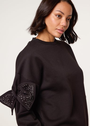 Blue Vanilla Black Bow Sleeve Sweatshirt