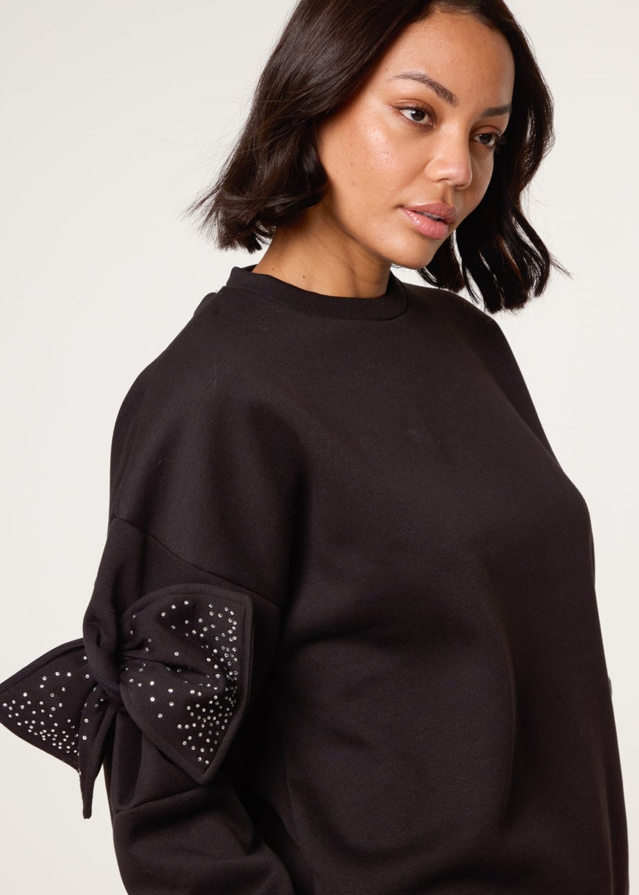 Blue Vanilla Black Bow Sleeve Sweatshirt