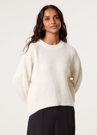 Blue Vanilla Ivory Round Neck Sequin Detailed Jumper
