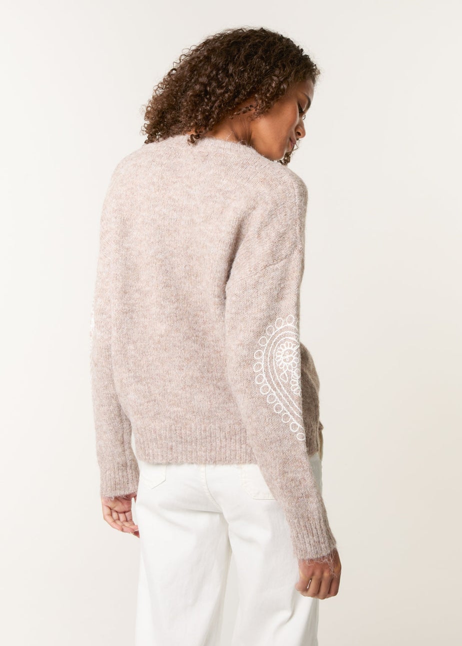 Blue Vanilla Beige Jumper With Embroidered Heart