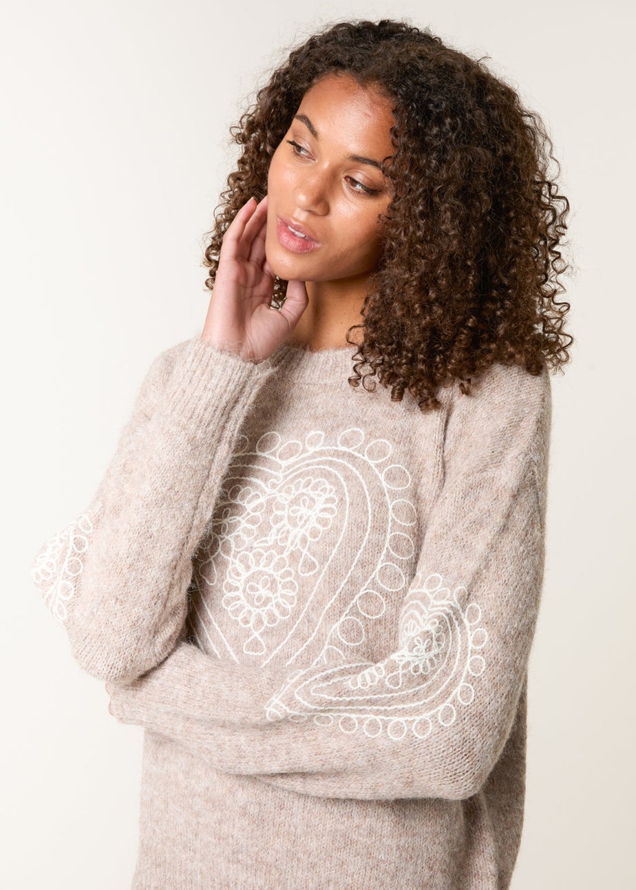 Blue Vanilla Beige Jumper With Embroidered Heart