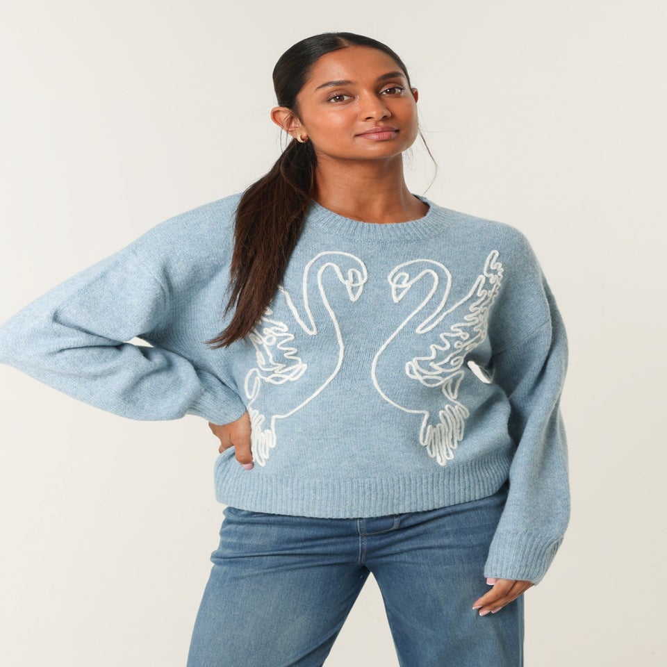 Blue Vanilla Blue Embroidered Design Jumper