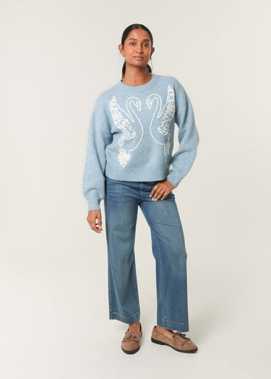 Blue Vanilla Blue Embroidered Design Jumper