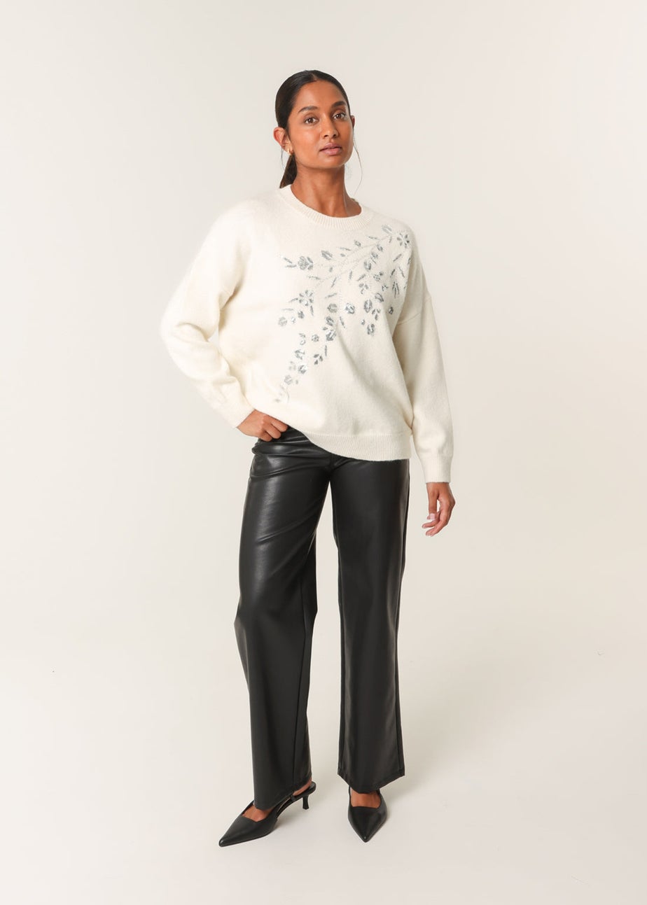 Blue Vanilla Ivory Sparkling Sequins Jumper