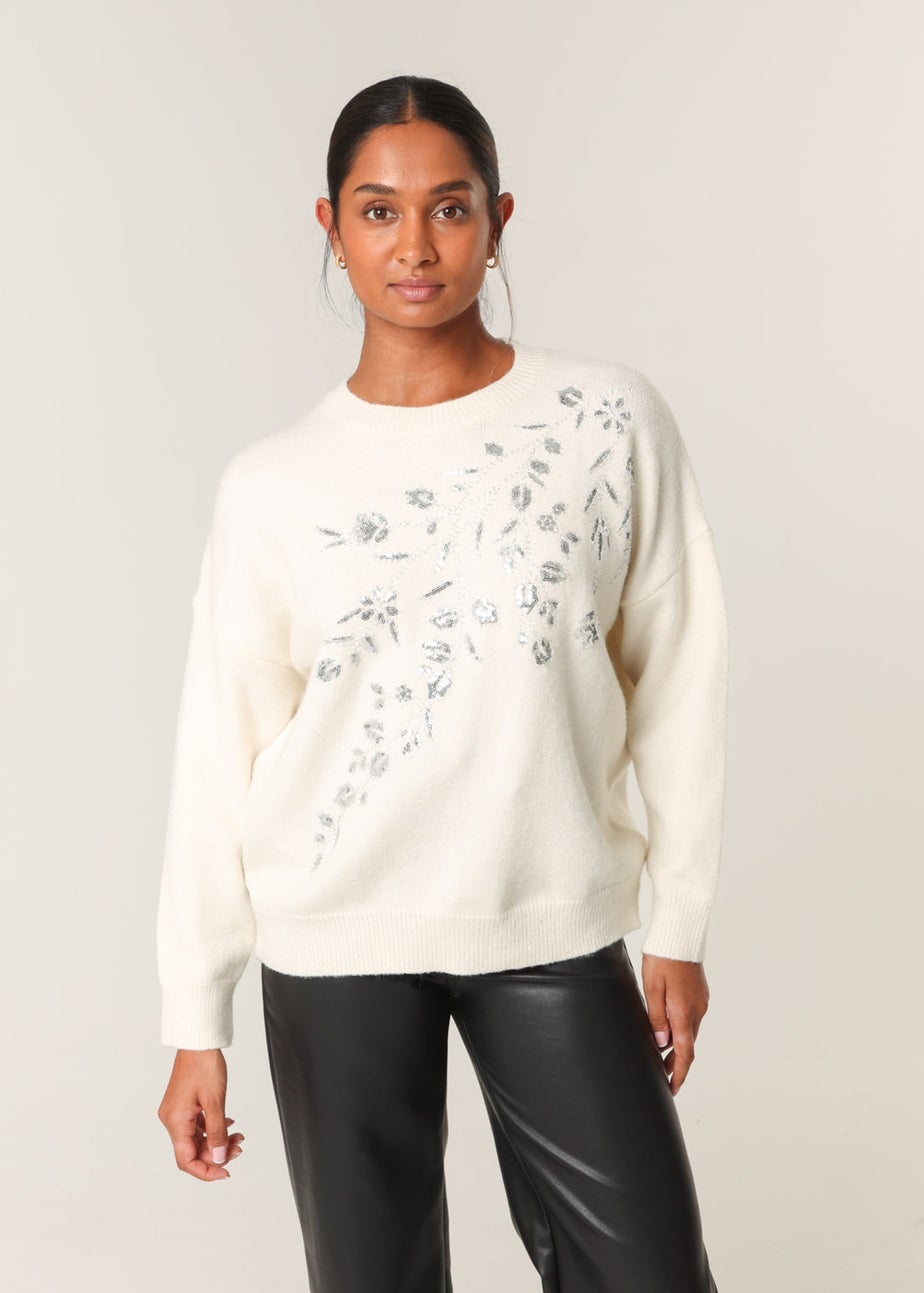 Blue Vanilla Ivory Sparkling Sequins Jumper