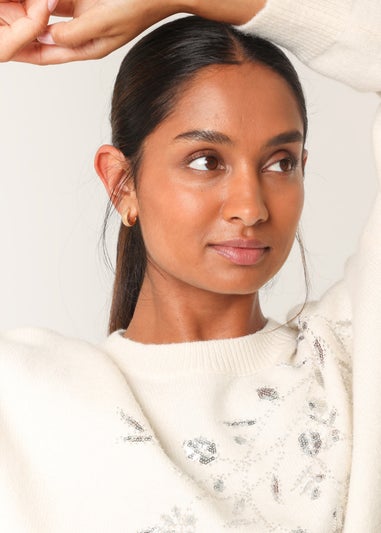 Blue Vanilla Ivory Sparkling Sequins Jumper