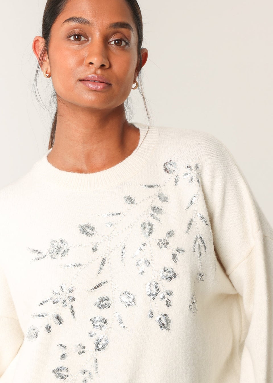 Blue Vanilla Ivory Sparkling Sequins Jumper