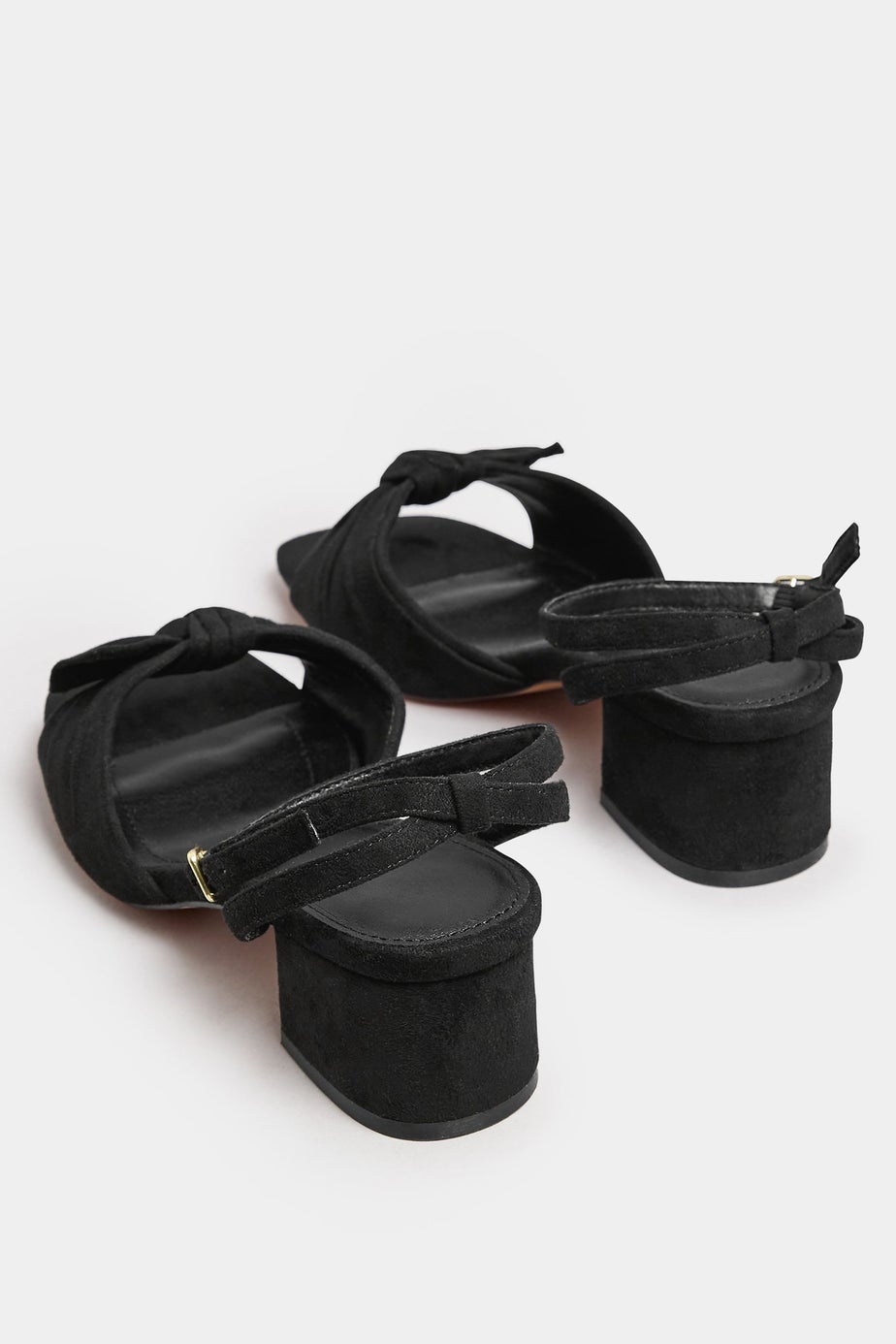 Yours Black Faux Suede Bow Front Block Heels In Extra Wide EEE Fit