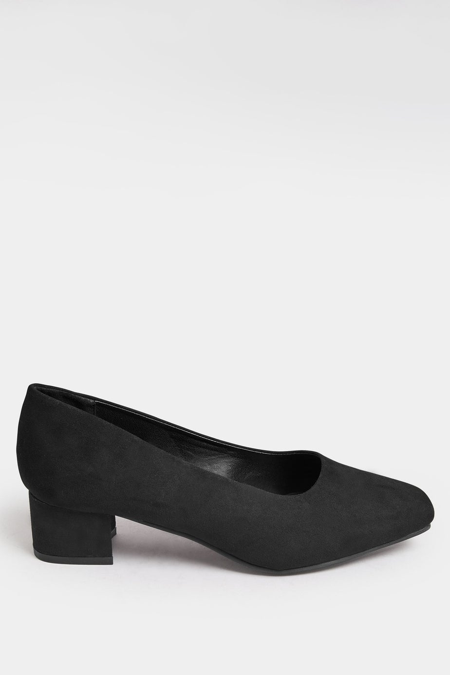 Yours Black Faux Suede Block Heel Court Shoe In Extra Wide EEE Fit