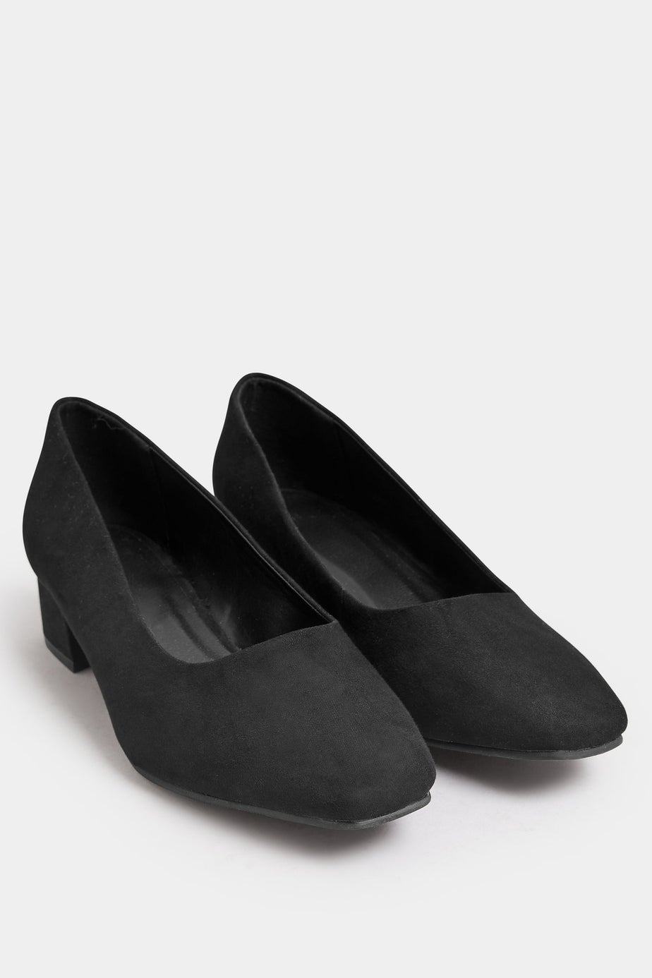 Yours Black Faux Suede Block Heel Court Shoe In Extra Wide EEE Fit