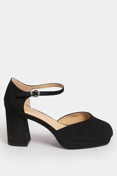 Yours Curve Black Platform Court Shoes In Extra Wide EEE Fit