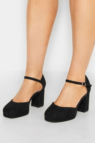 Yours Curve Black Platform Court Shoes In Extra Wide EEE Fit