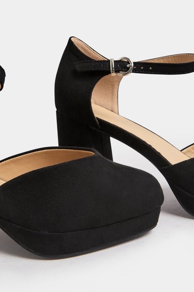 Yours Curve Black Platform Court Shoes In Extra Wide EEE Fit