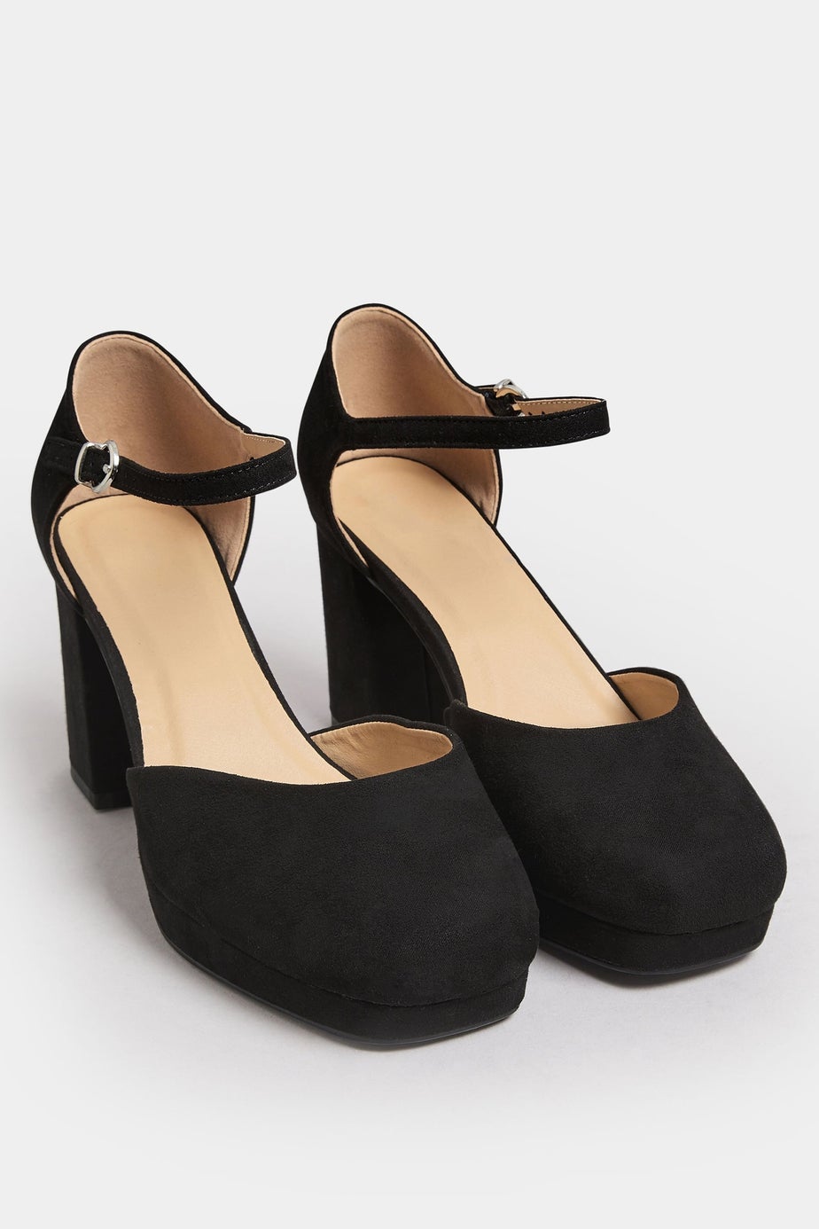 Yours Curve Black Platform Court Shoes In Extra Wide EEE Fit
